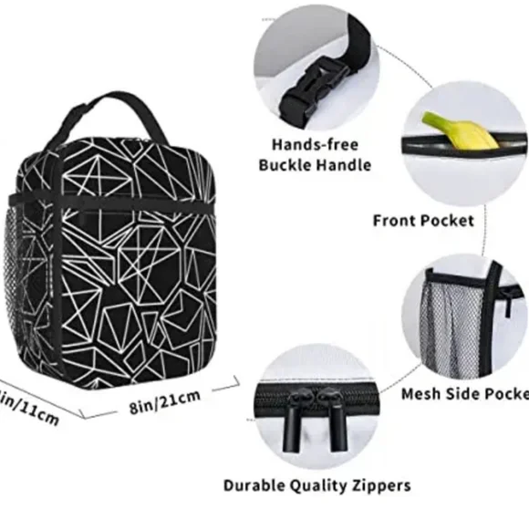 New Black Reusable Insulated Lunch Bag - Picture 5 of 5